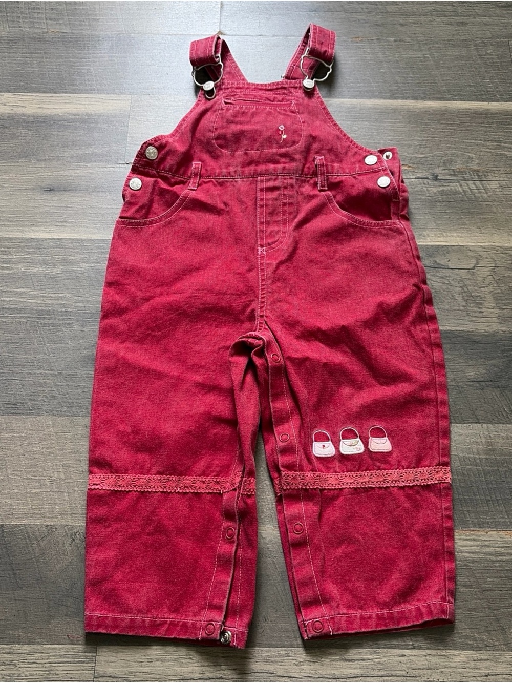 Vintage Baby Gund Red Girls Overalls Size 24M